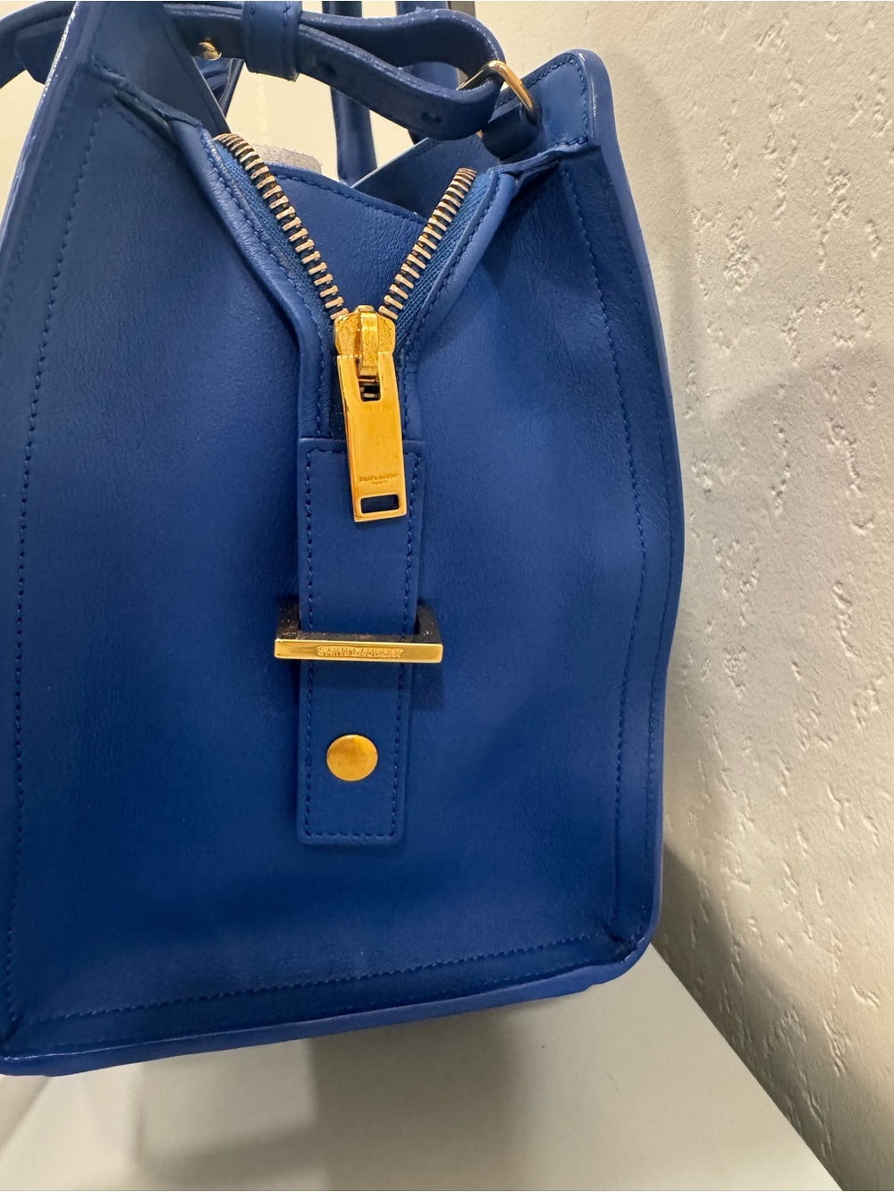 Saint Laurent Monogram Cabas small Blue lambskin Leather - Picture 2 of 9